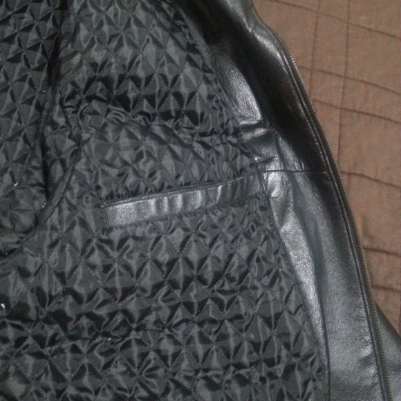 Vintage Leather Jacket Men's XL Black Motorcycle Biker Bomber Aviator - Picture 12 of 13